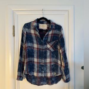 Bella Dahl Blue and Purple distressed flannel